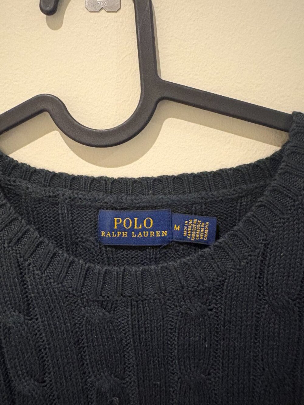 Polo Ralph Lauren Cable Knit Cotton Sweater Dark Green Red Pony - Picture 3 of 10